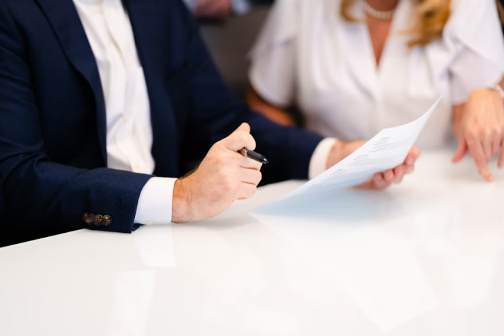 A person reading a document