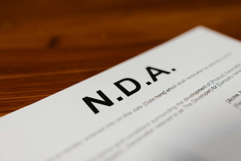 A Non-disclosure agreement laid out on a table