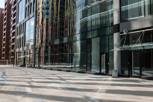 A gray concrete building