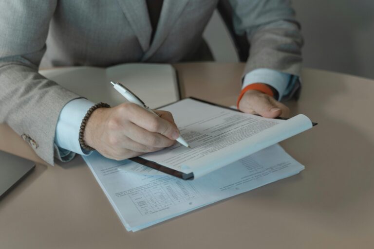 A person signing a contract