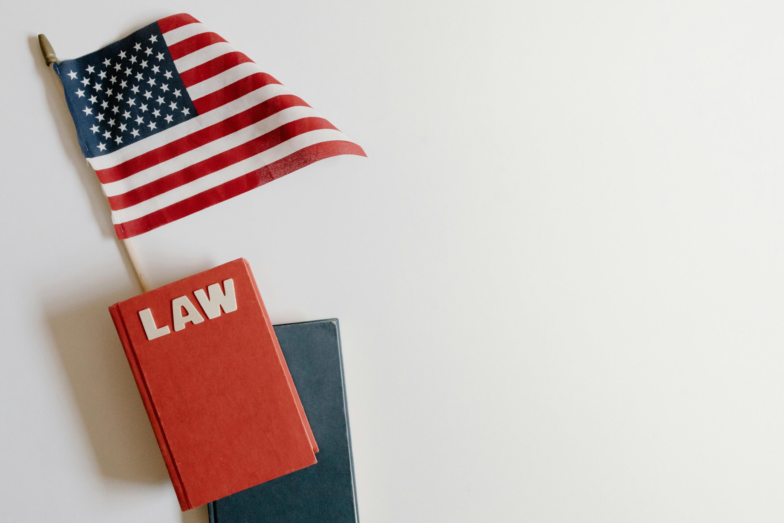 An American flag in a law book