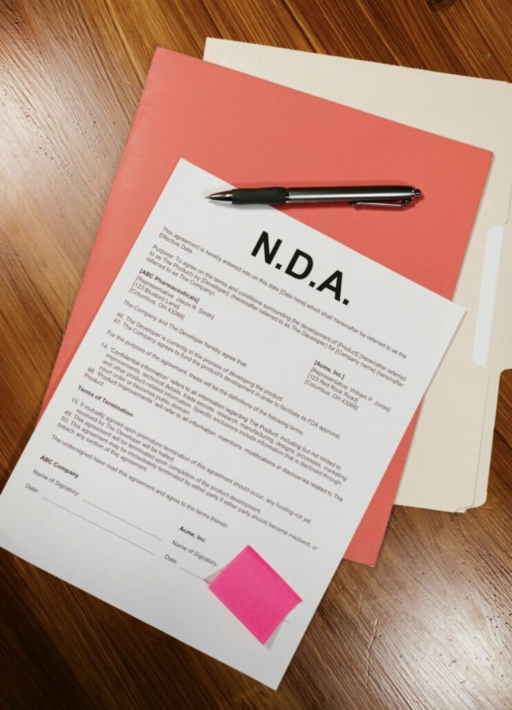 This photo shows an NDA document on a desk.