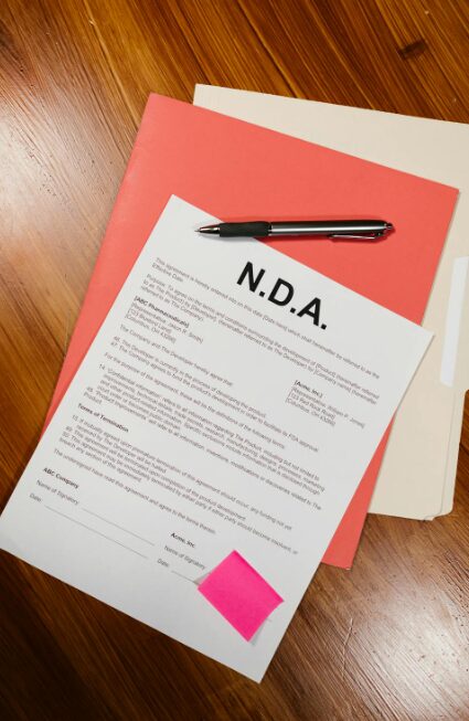 This photo shows an NDA document with a pen.