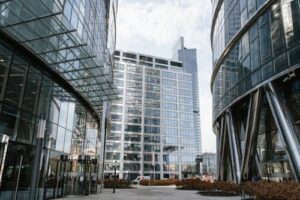 Multiple commercial buildings on the street