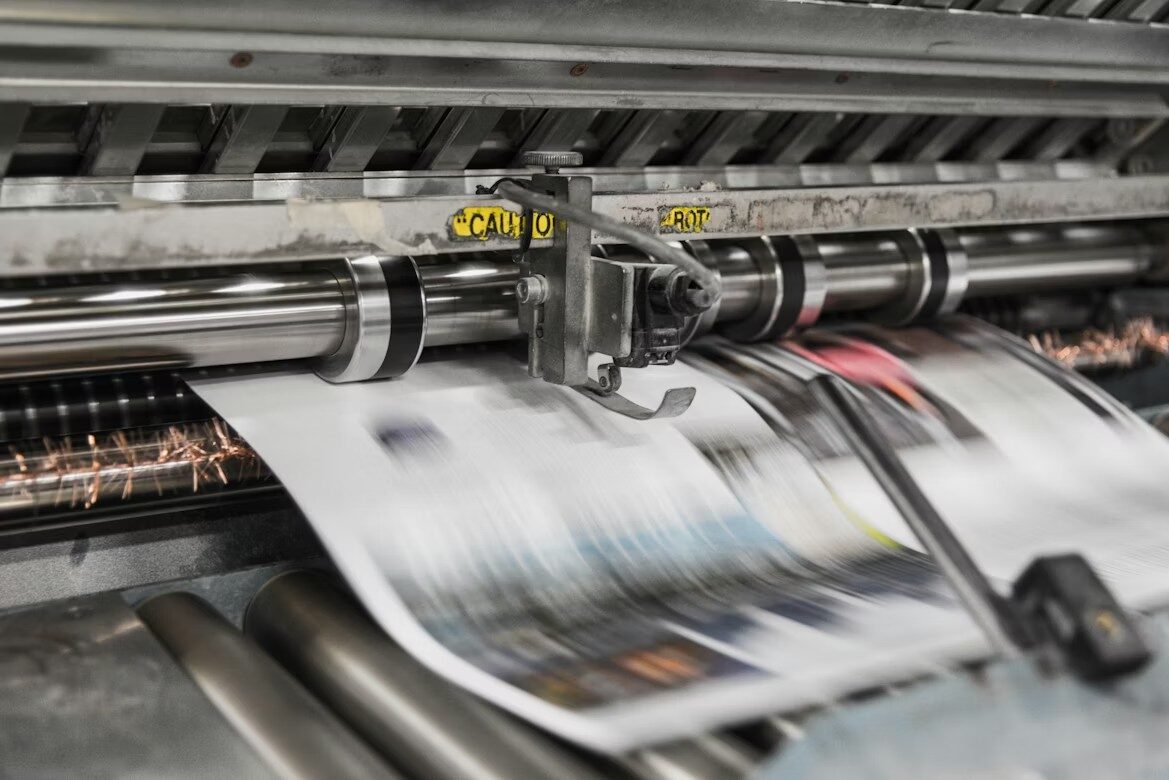 Papers printed through an industrial printing machine