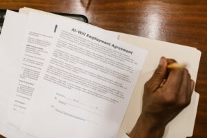 An employee signing an agreement