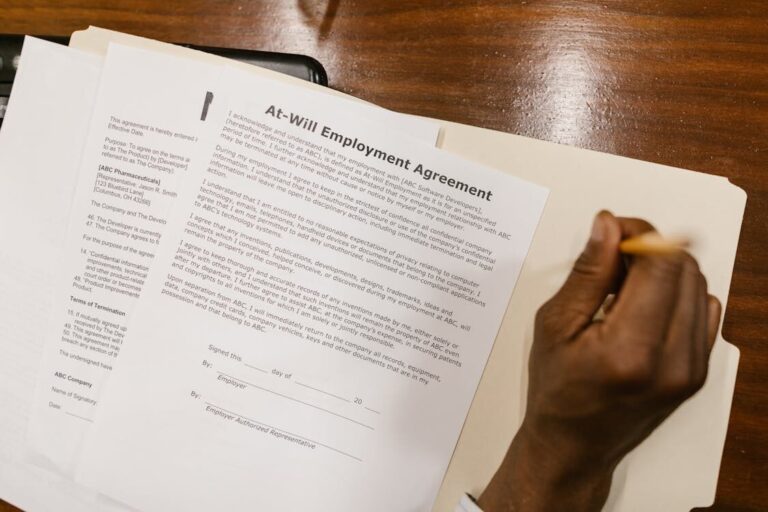An employee signing an agreement