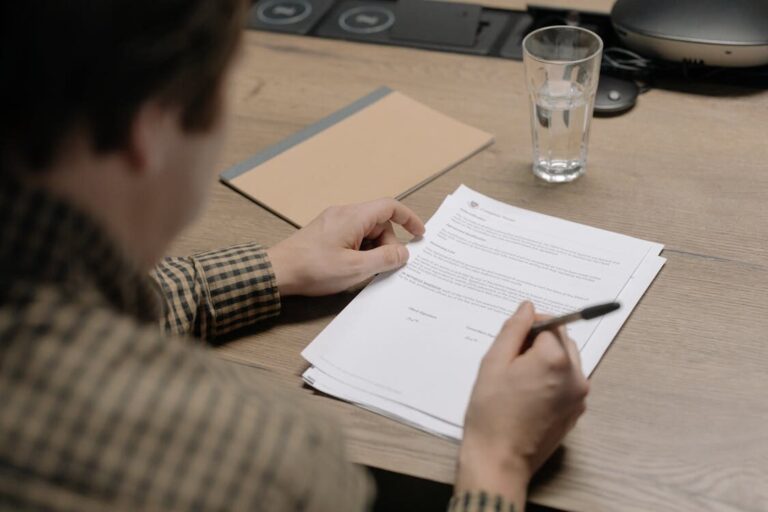 A person signing a document