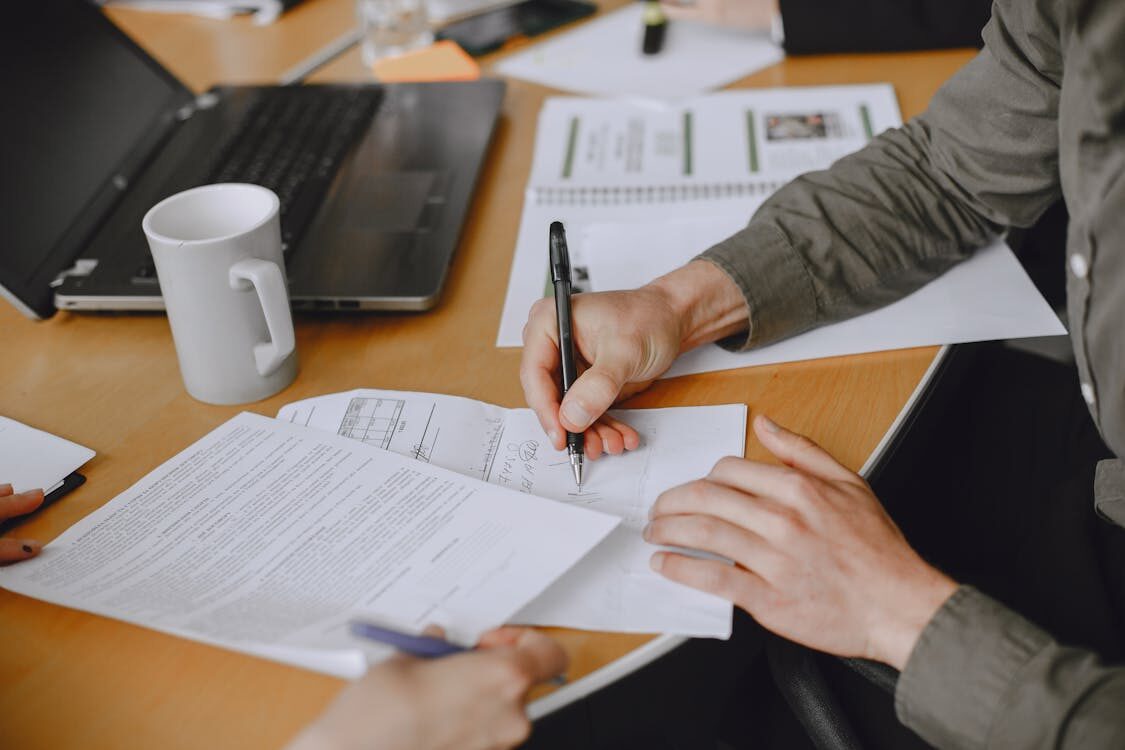 A person signing a document