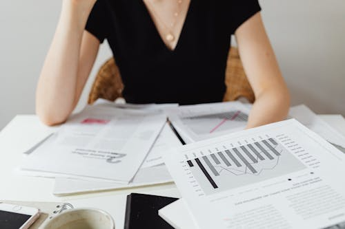 A person reviewing business documents
