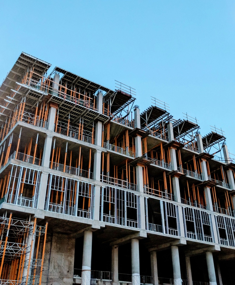 A concrete building under construction