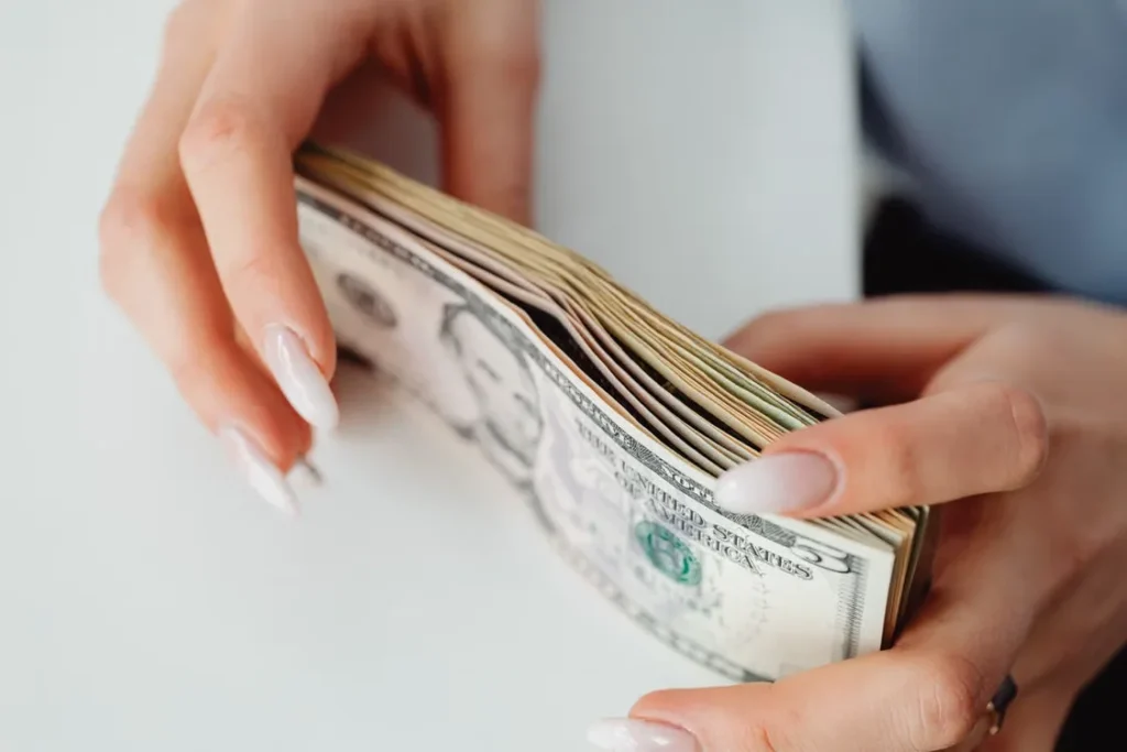 A person holding money
