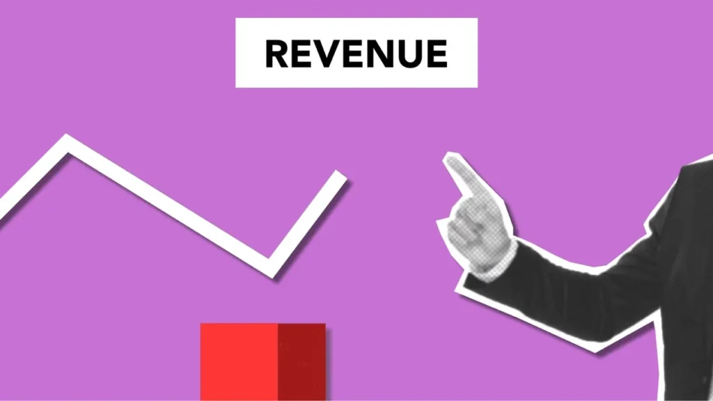 An illustration showing a revenue graph and a businessman